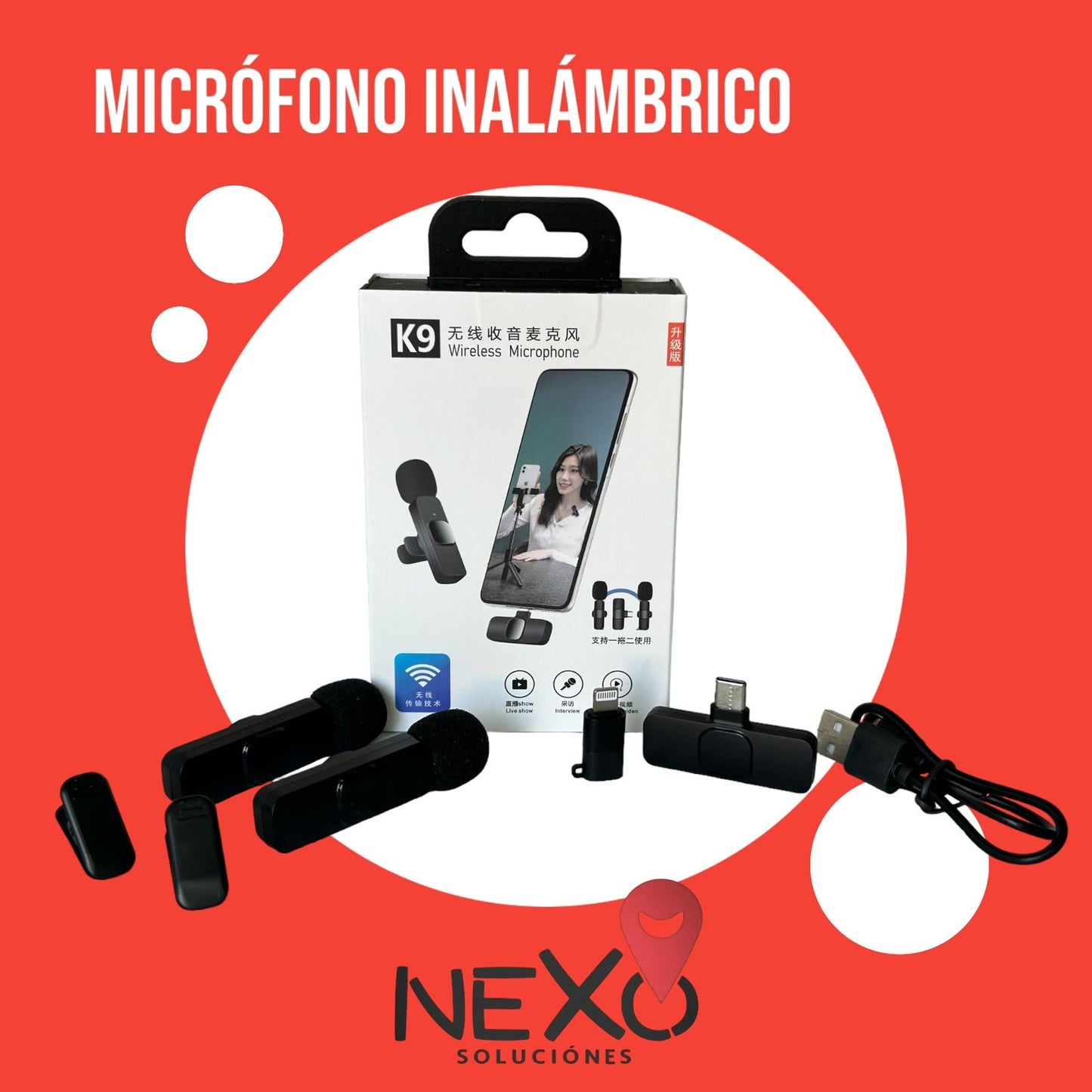 Micrófono inalámbrico para celular iPhone o tipo C 2 en 1