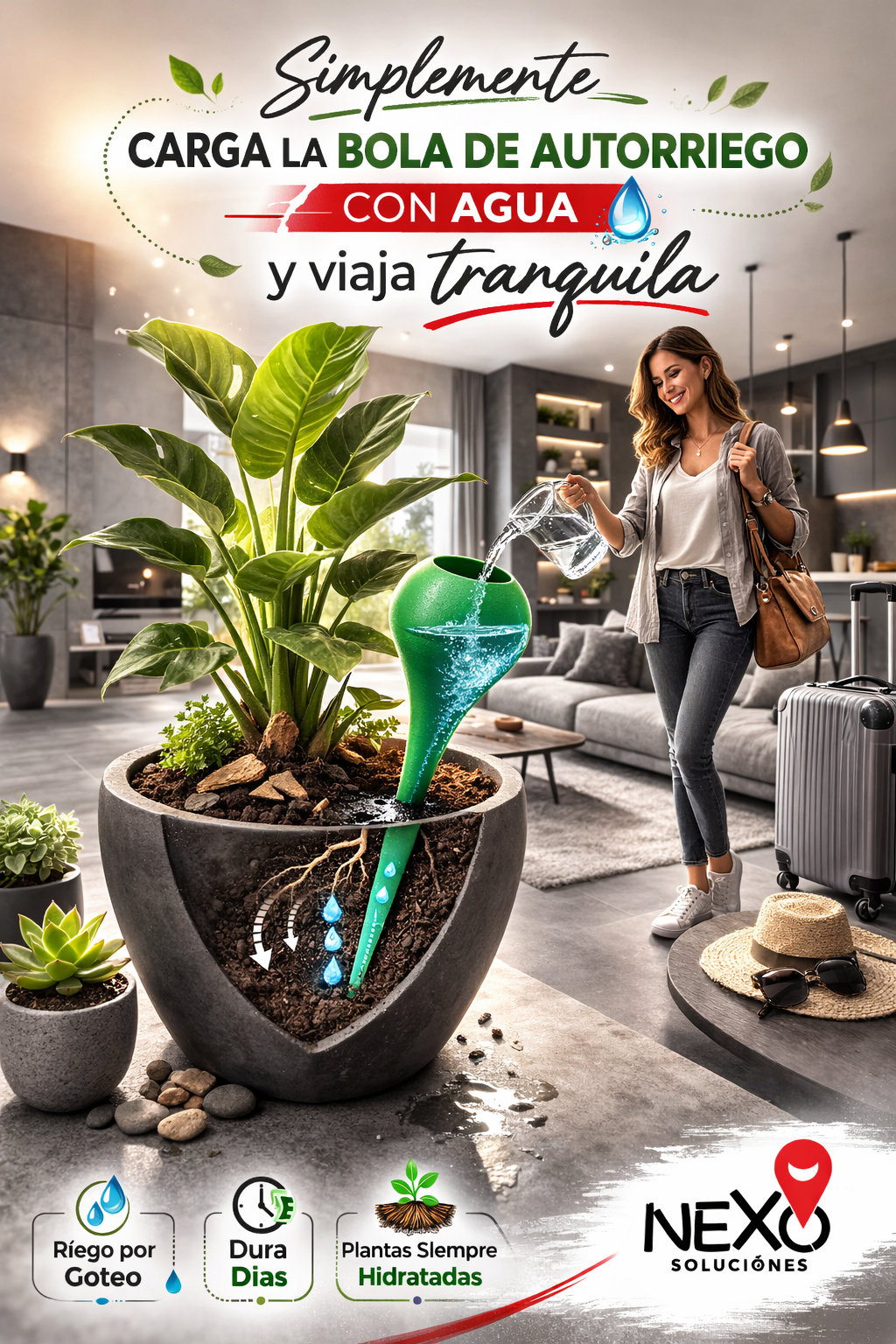 X2 Bolas de autoriego por goteo para plantas 8x18cm PETG