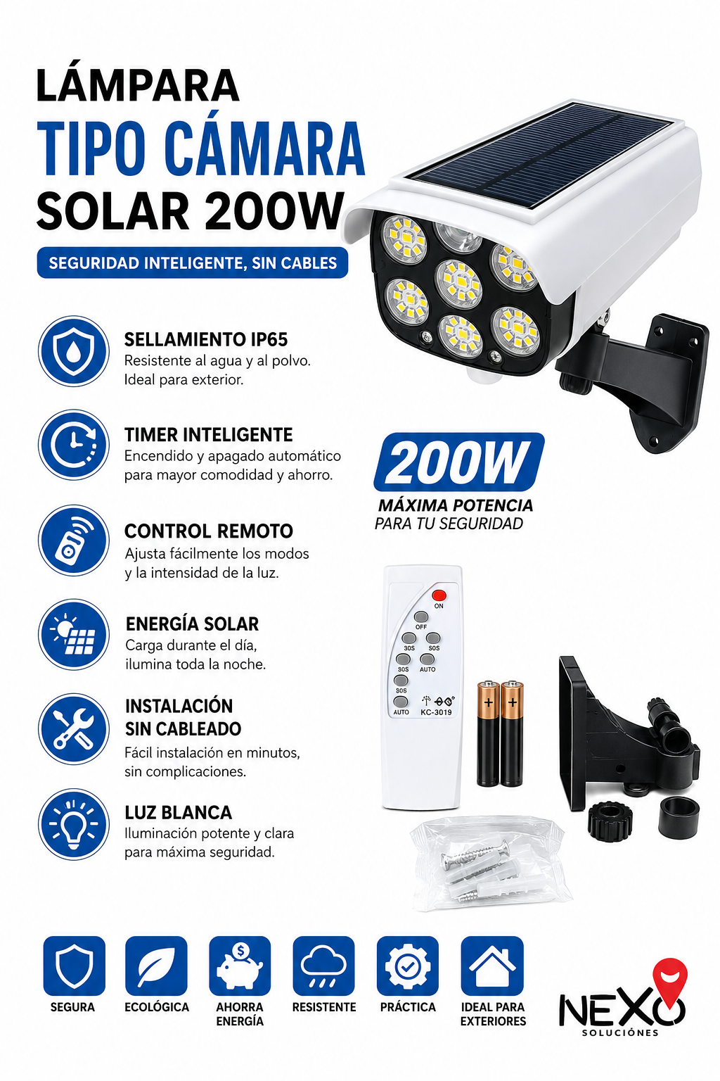 Lampara Solar Tipo Camara Con Sensor Movimiento 200w Lh627